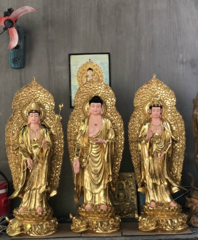 Tượng Tây Phương Tam Thánh Có Lá Đề