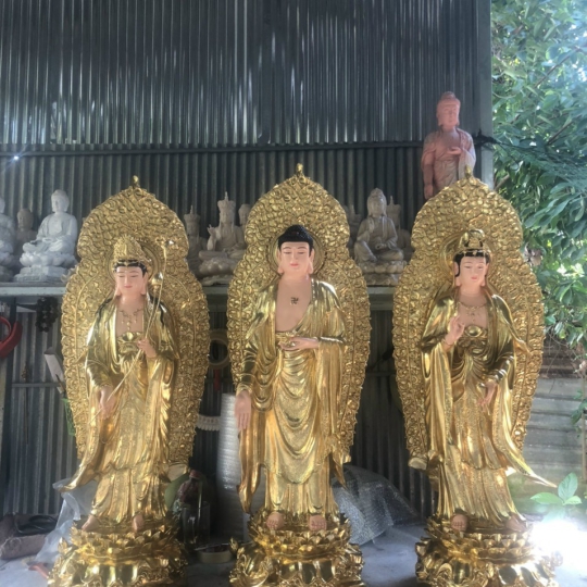 Tượng Tây Phương Tam Thánh Có Lá Đề