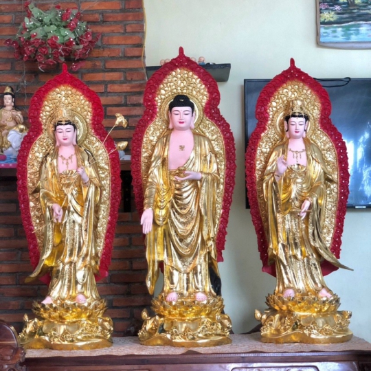 Tượng Tây Phương Tam Thánh Có Lá Đề