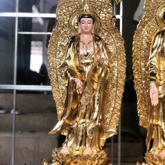 Tượng Tây Phương Tam Thánh Có Lá Đề