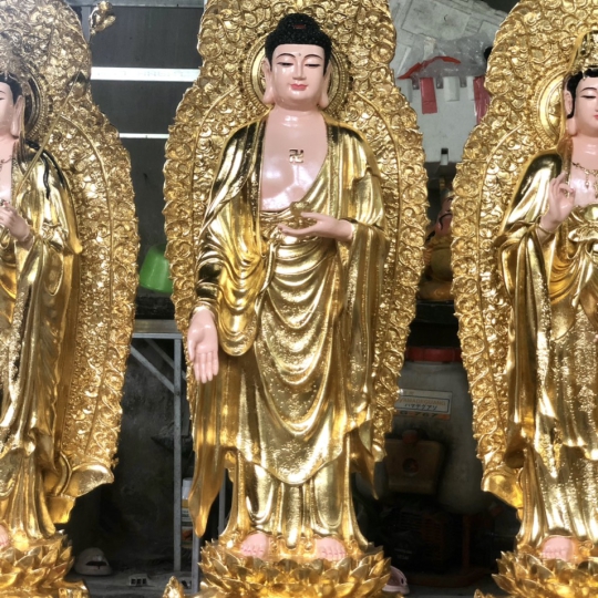 Tượng Tây Phương Tam Thánh Có Lá Đề