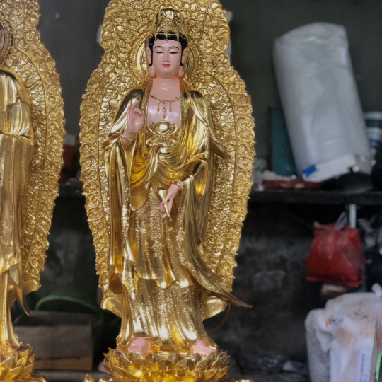 Tượng Tây Phương Tam Thánh Có Lá Đề