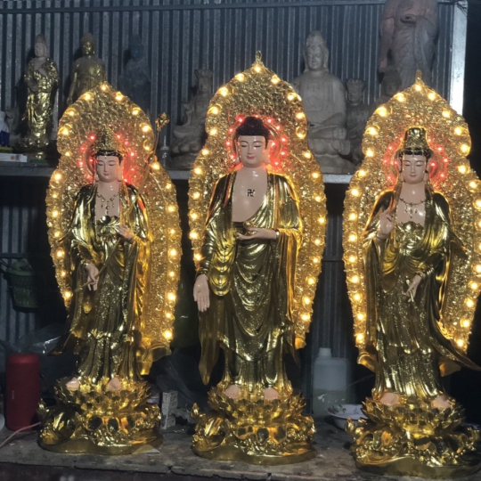 Tượng Tây Phương Tam Thánh Có Lá Đề