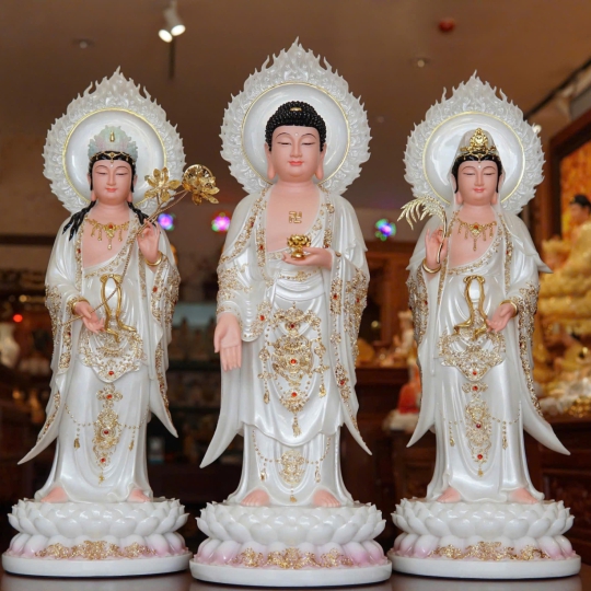 Tượng Tây Phương Tam Thánh Có Lá Đề