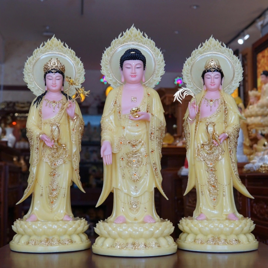 Tượng Tây Phương Tam Thánh Có Lá Đề